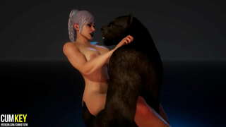 Guineu Noia agafada amb Werewolf | Gran dick Monster | 3D Porno Fauna